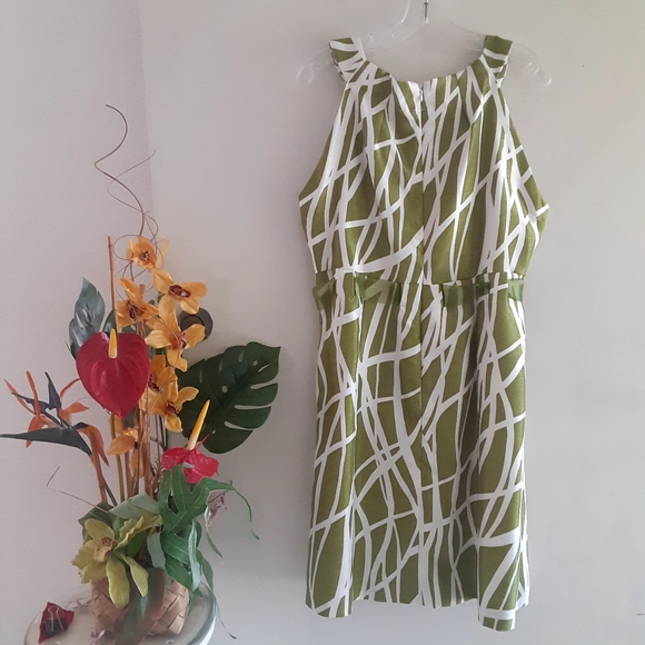 🆕️ Perceptions Spring Summer Green Sleeveless Size 14 Dress NWT - Picture 2 of 13